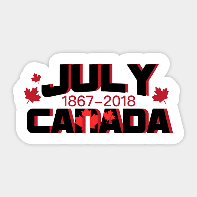 Canada Maple Leaf Vintage Retro 151 Years Sticker by chrizy1688